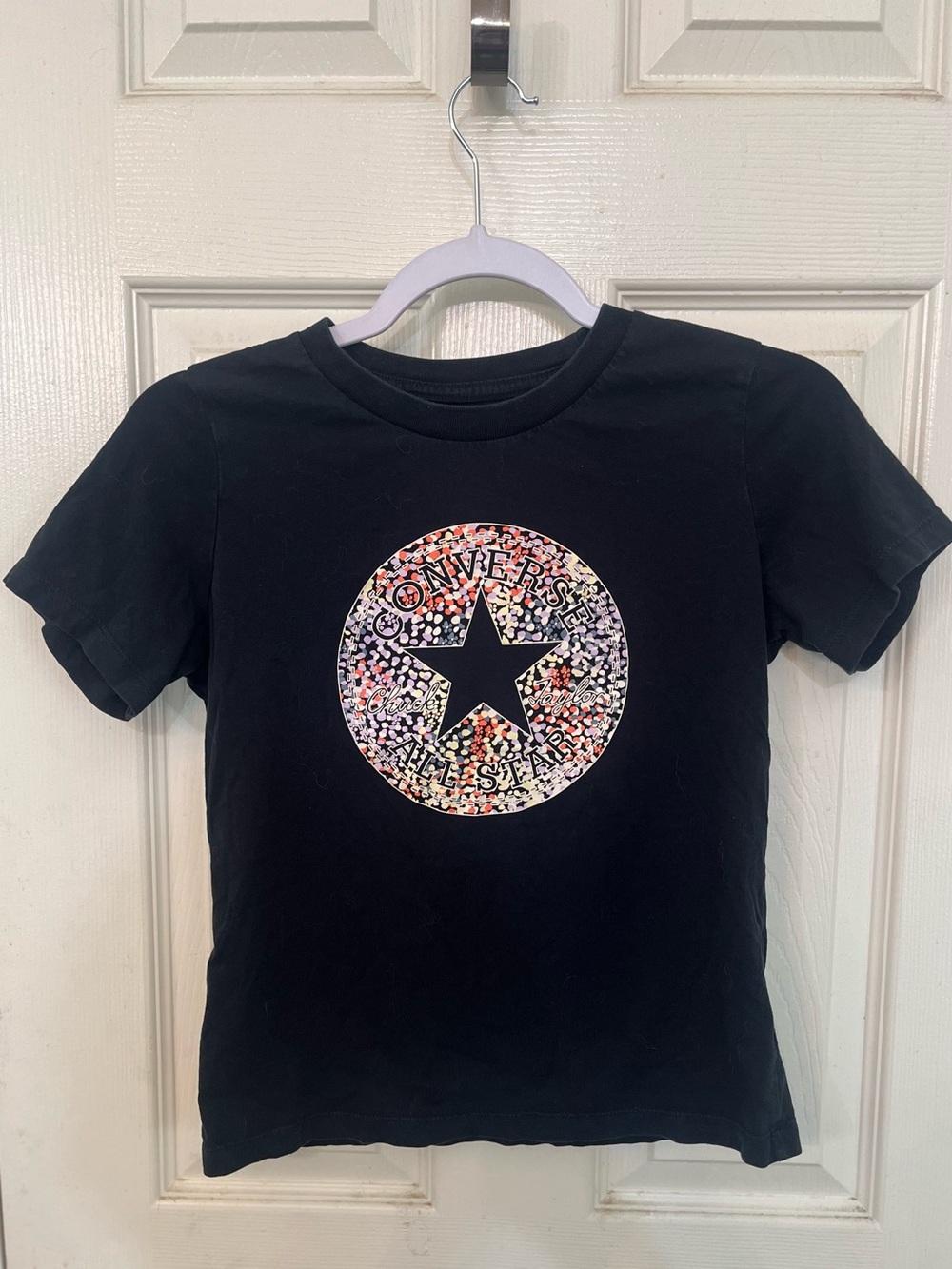 Converse Chuck Taylor All Star Floral Logo Tee Juniors XS Black EUC - Picture 1 of 5